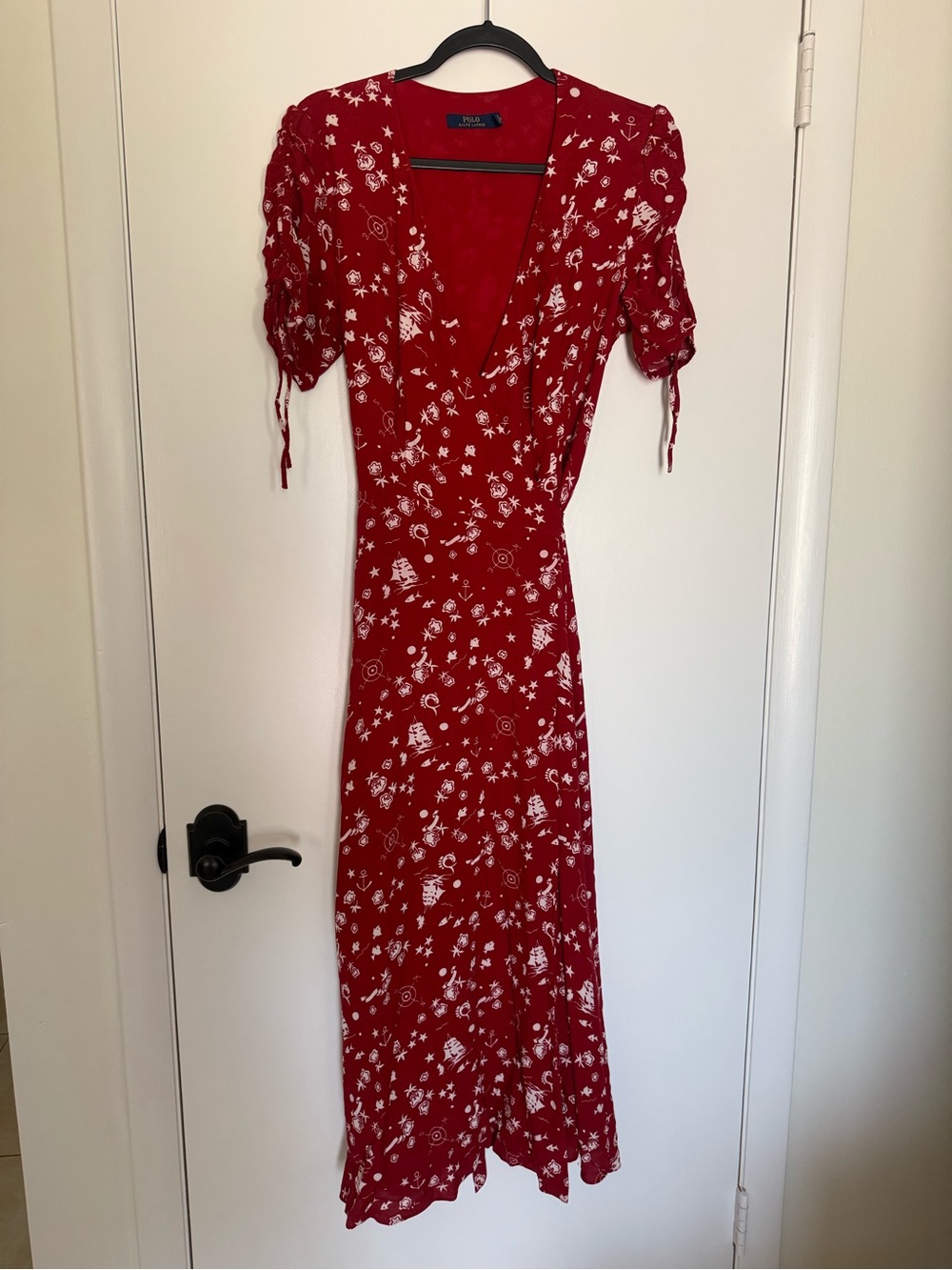 Polo by Ralph Lauren Red Nautical Wrap Maxi Dress ASO
